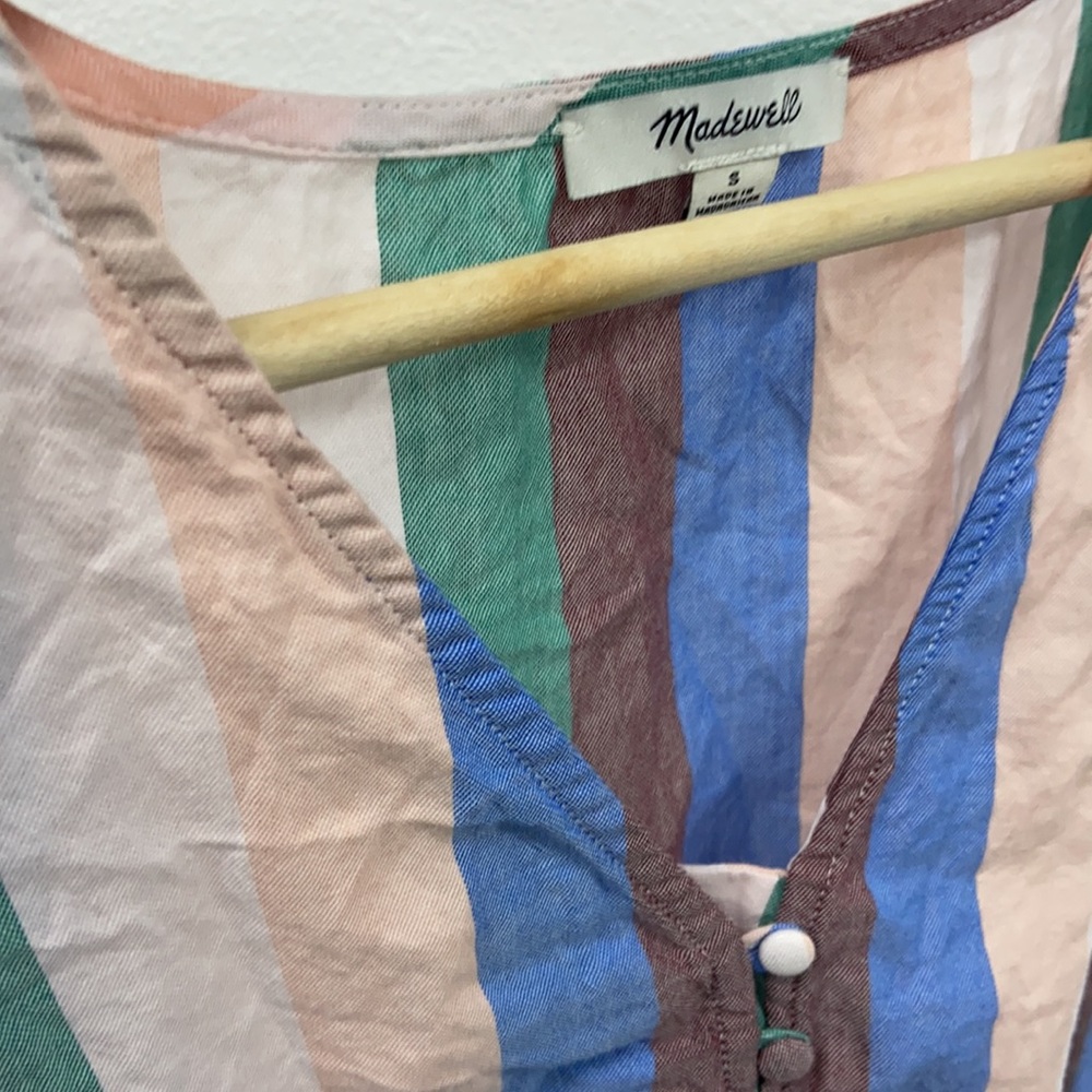 ‼️SOLD‼️Madewell Petite Novel Tie-Front Button Top in Flagstaff Stripe - Picture 9 of 9